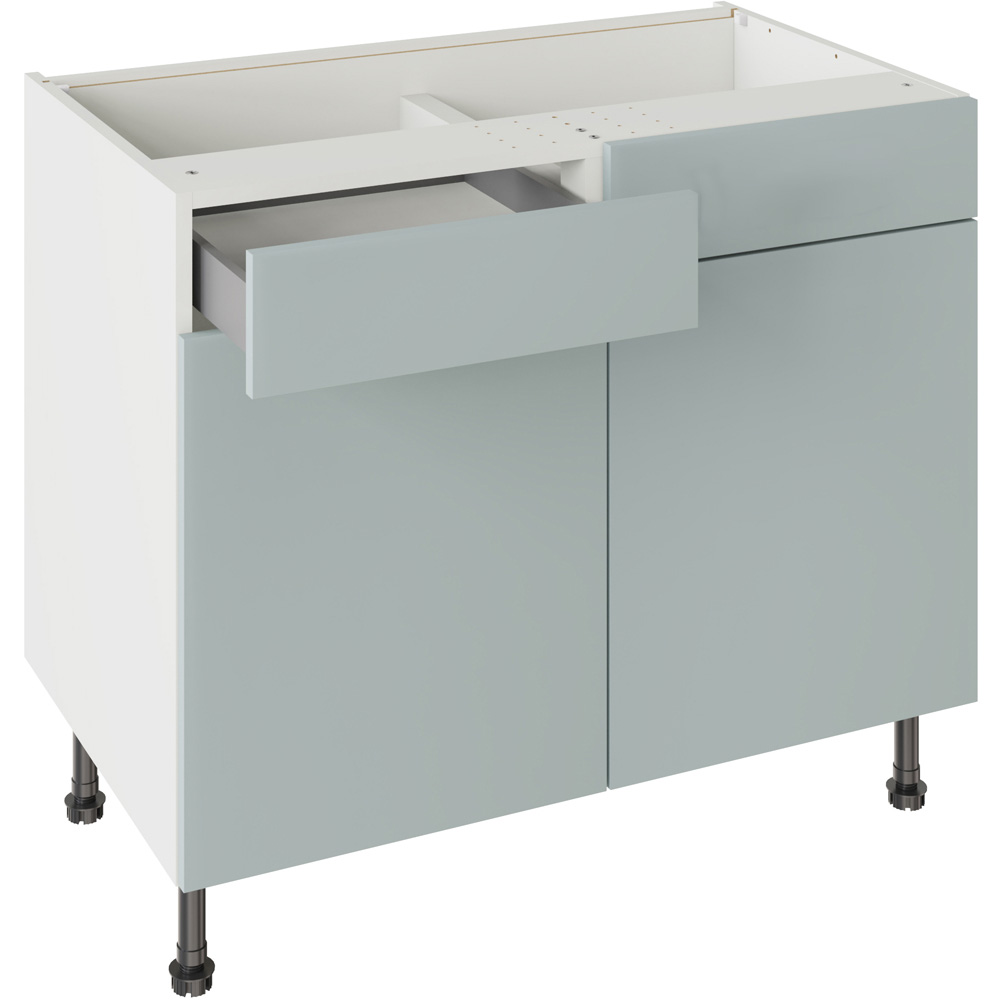 Kitchen Kit Slab Supermatt Aquamarine 1000 Drawerline Base Cabinet