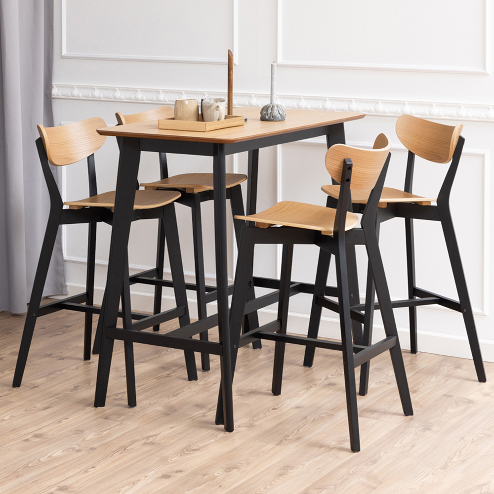 Florence - Bar Dining Table - Oak - Black and Oak - 4 Seater