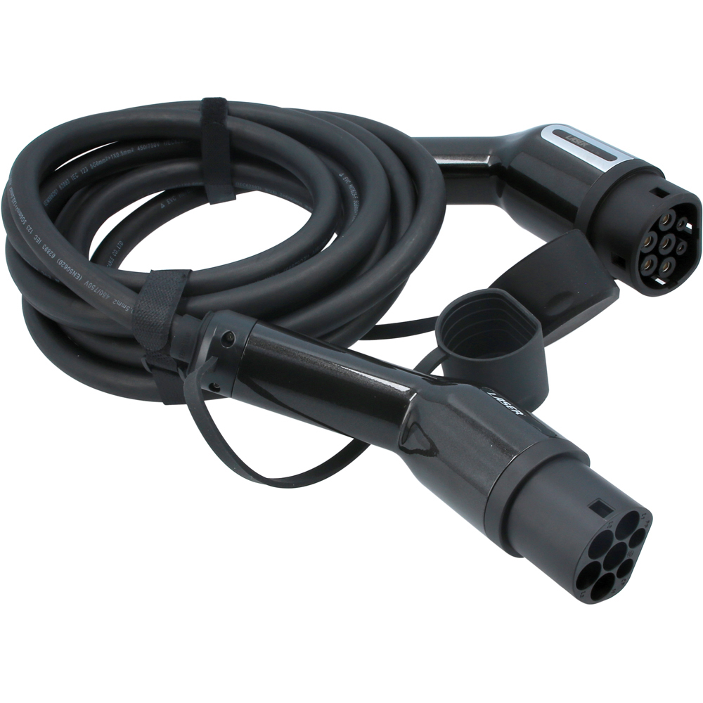 Laser EV Charging Cable - 22kW - 5m - T2 Female to T2 Male - Black