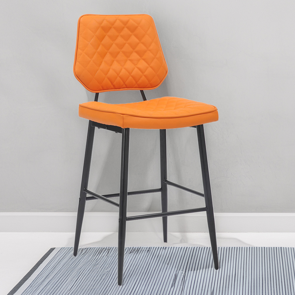 Garrick Set of 2 Real Leather Orange Bar Stool