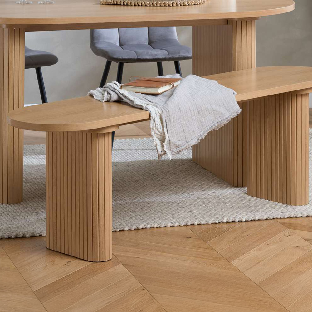 Birlea Axel 2 Seater Oak Oval Fluted Dining Bench