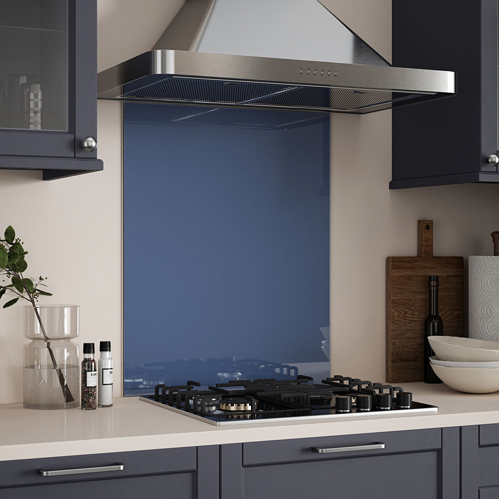 Splashback - Kitchen Splashback - Toughened Glass - 600 x 750mm - Blue