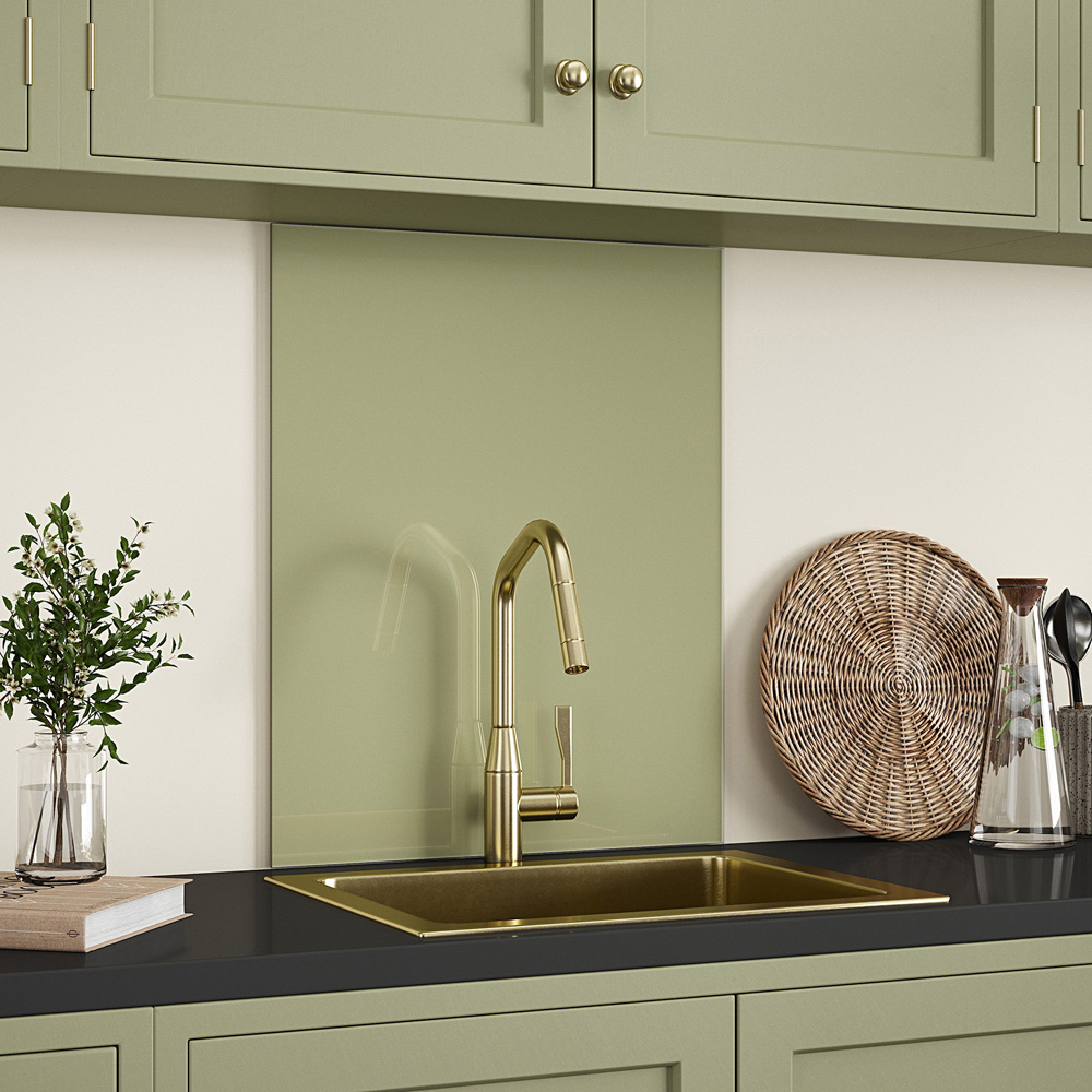 Splashback Toughened Glass Kitchen Splashback 600 x 750mm Sage Green