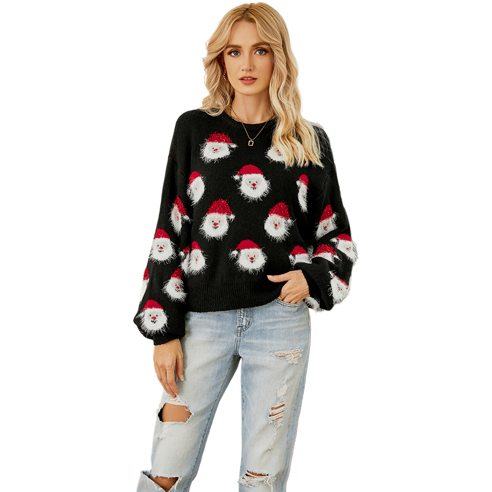 Noel Square Unisex Santa Crew Neck Christmas Jumper 3XL Black