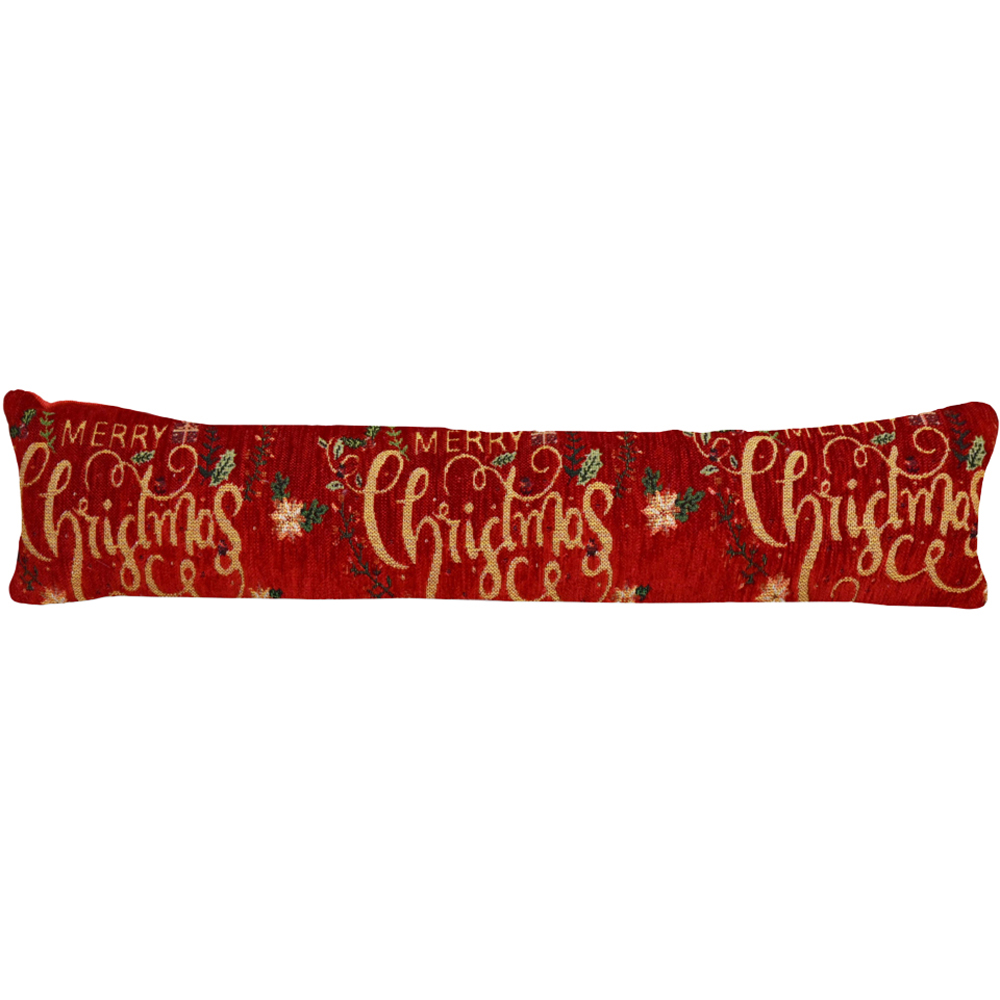 Noel Square Xmas Floral Draught Excluder 90cm Red Chenille