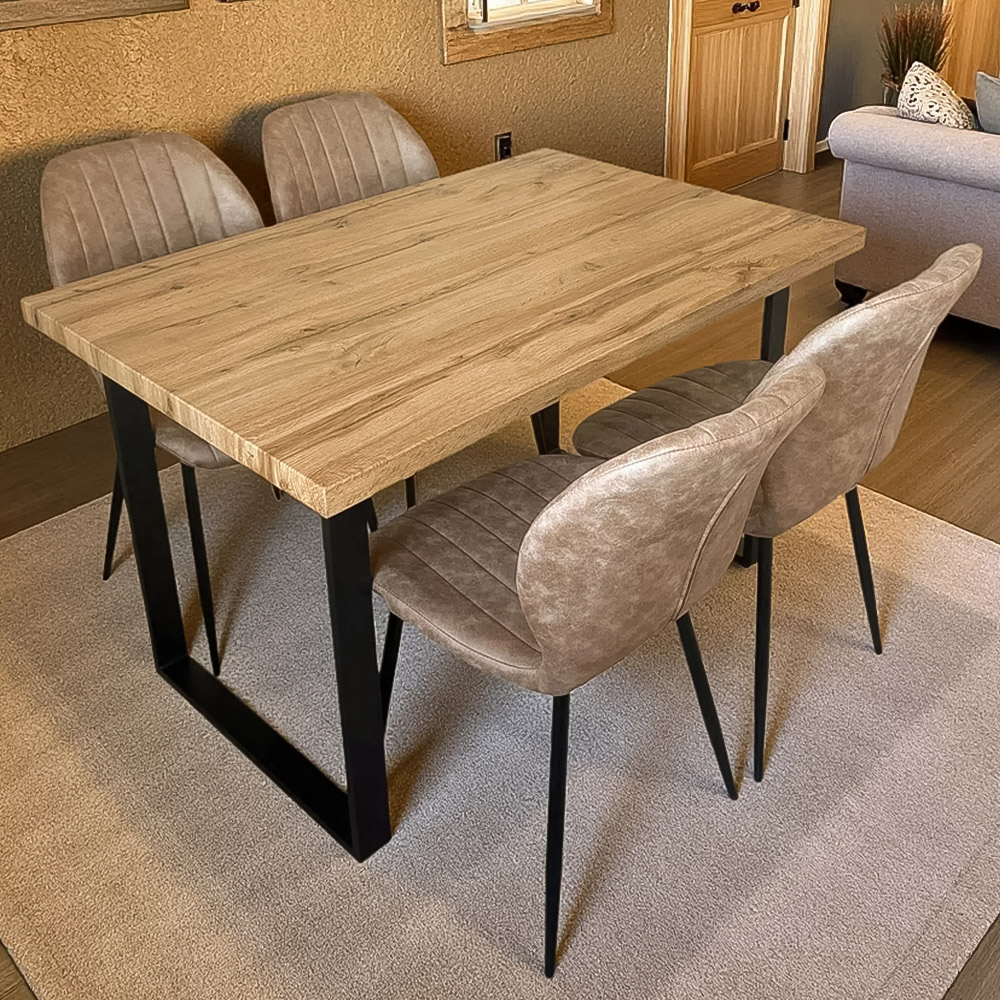 Indoor Living - Colorado - 4 Seater Dining Table Set - Tan - Leather