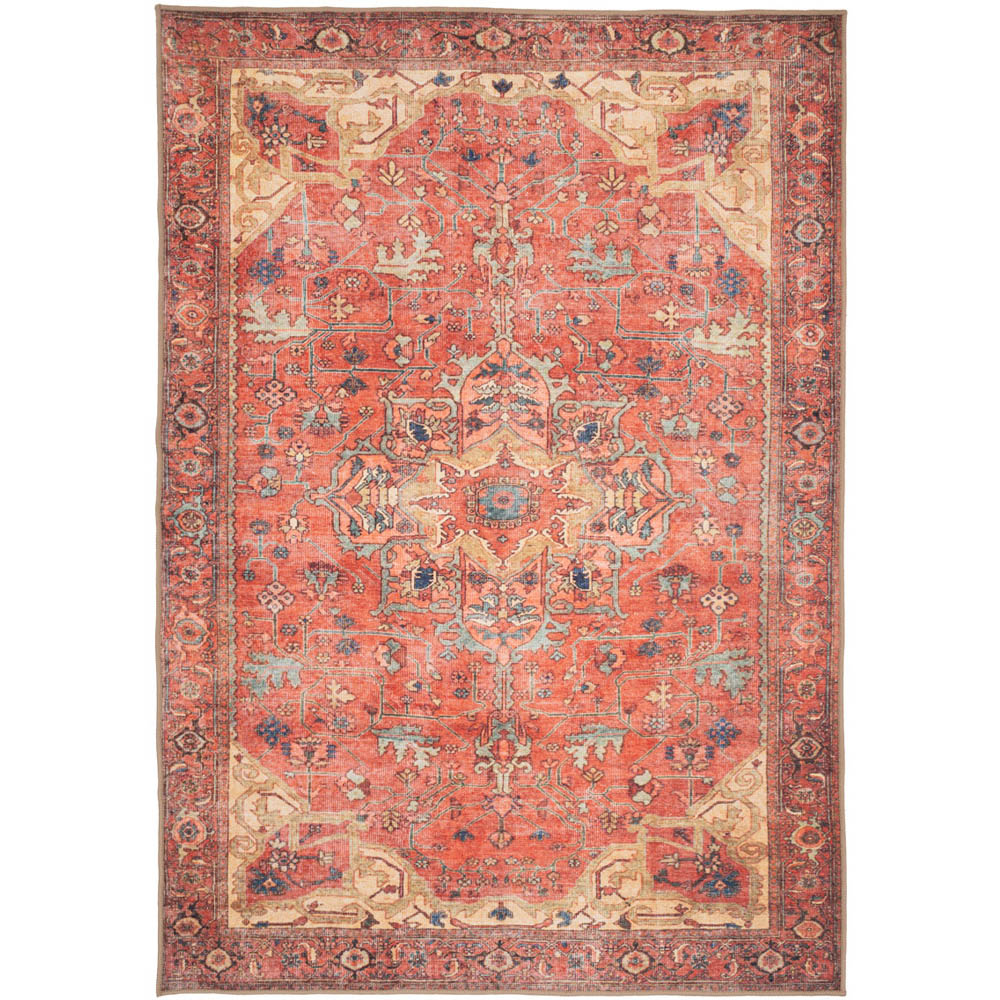 Kukoon Distressed Persian Inspired Gold Coral Washable Rug 200 x 290cm