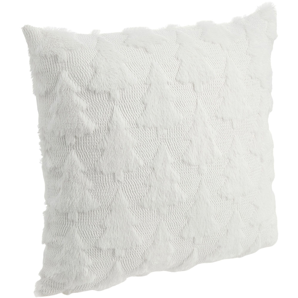 Living and Home White 3D Christmas Tree Soft Plush Cushion Cover 45 x 45cm