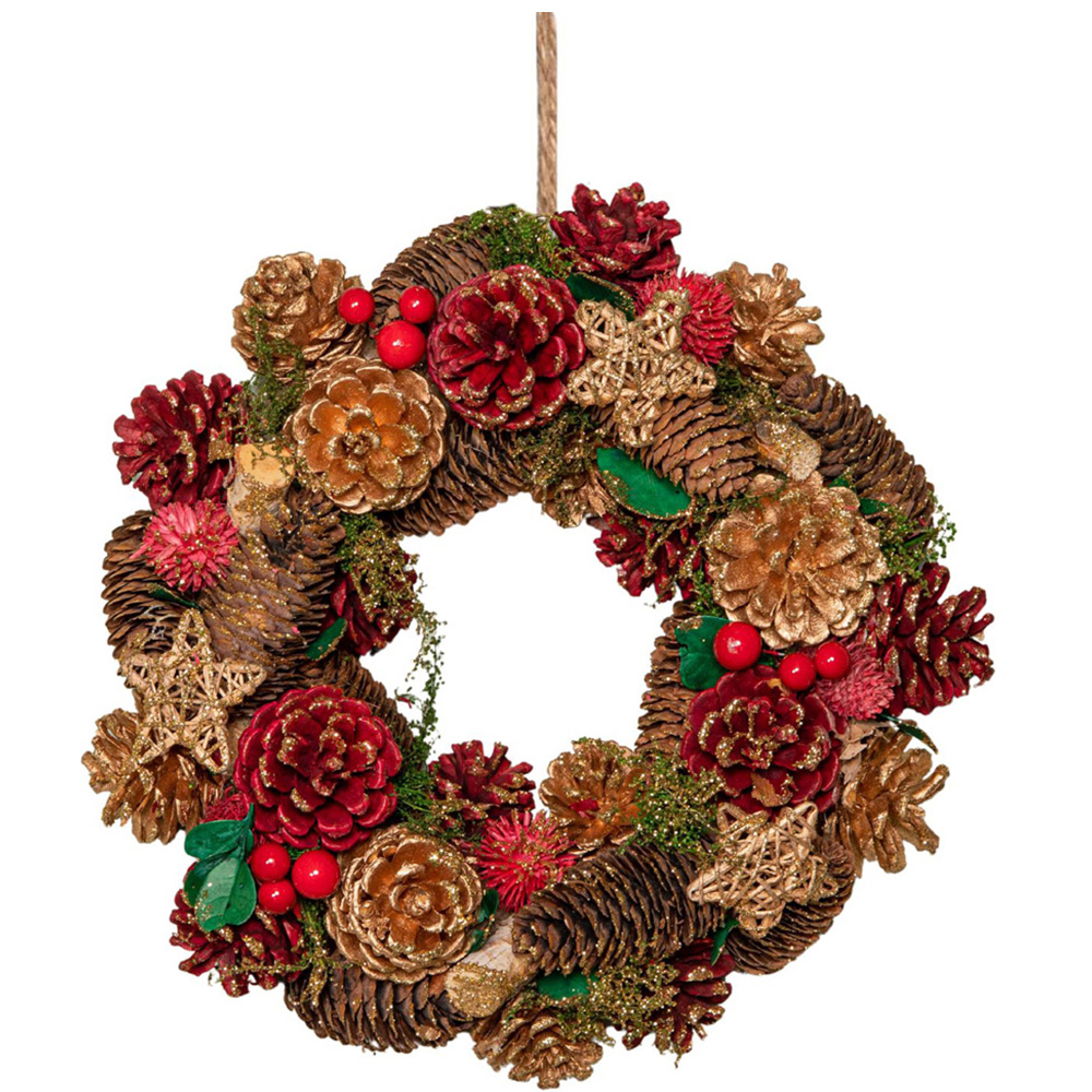Samuel Alexander Red Wreath with Berries and Pinecones 30cm