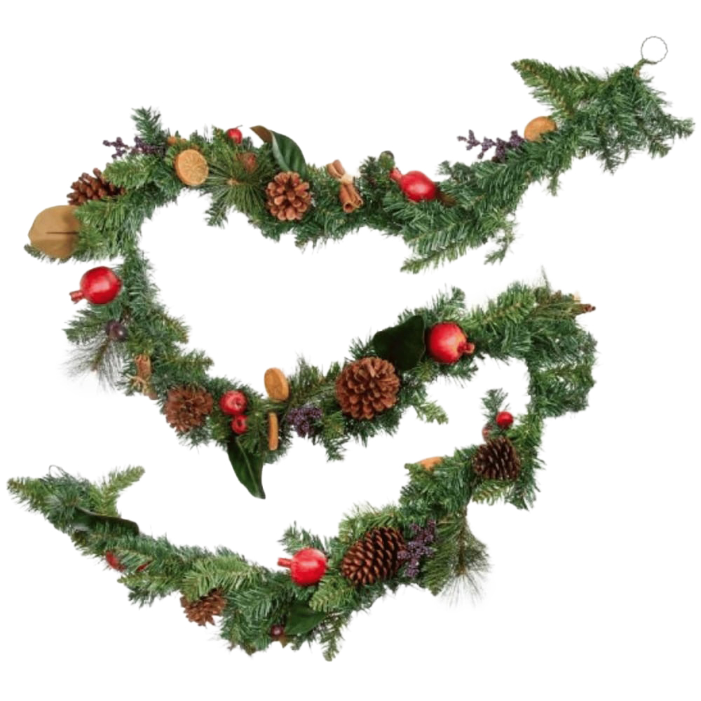 Samuel Alexander Festive Spice Garland with Pinecones and Faux Dried Fruit 270cm