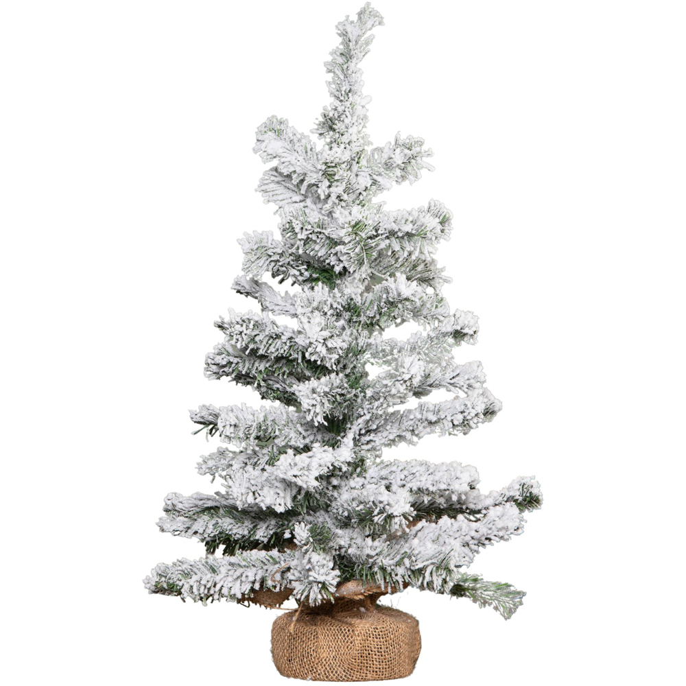 Samuel Alexander Mini Imperial Snow Flocked Christmas Tree in Burlap Base 60cm