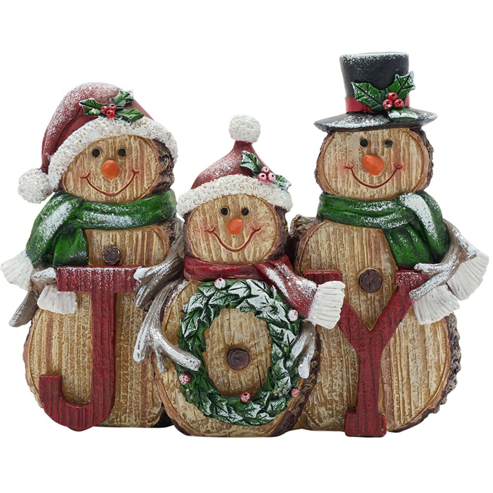 The Seasonal Gift Co. Family of Joy Wood Effect Snowman Christmas Decoration