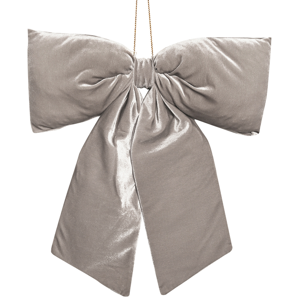 The Seasonal Gift Co. Silver Velvet Bow Hanging Christmas Decoration 50 x 40cm