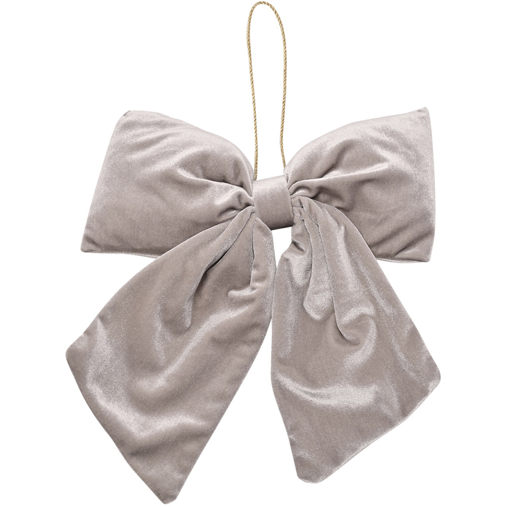 The Seasonal Gift Co. Silver Velvet Bow Hanging Christmas Decoration 38 x 32cm