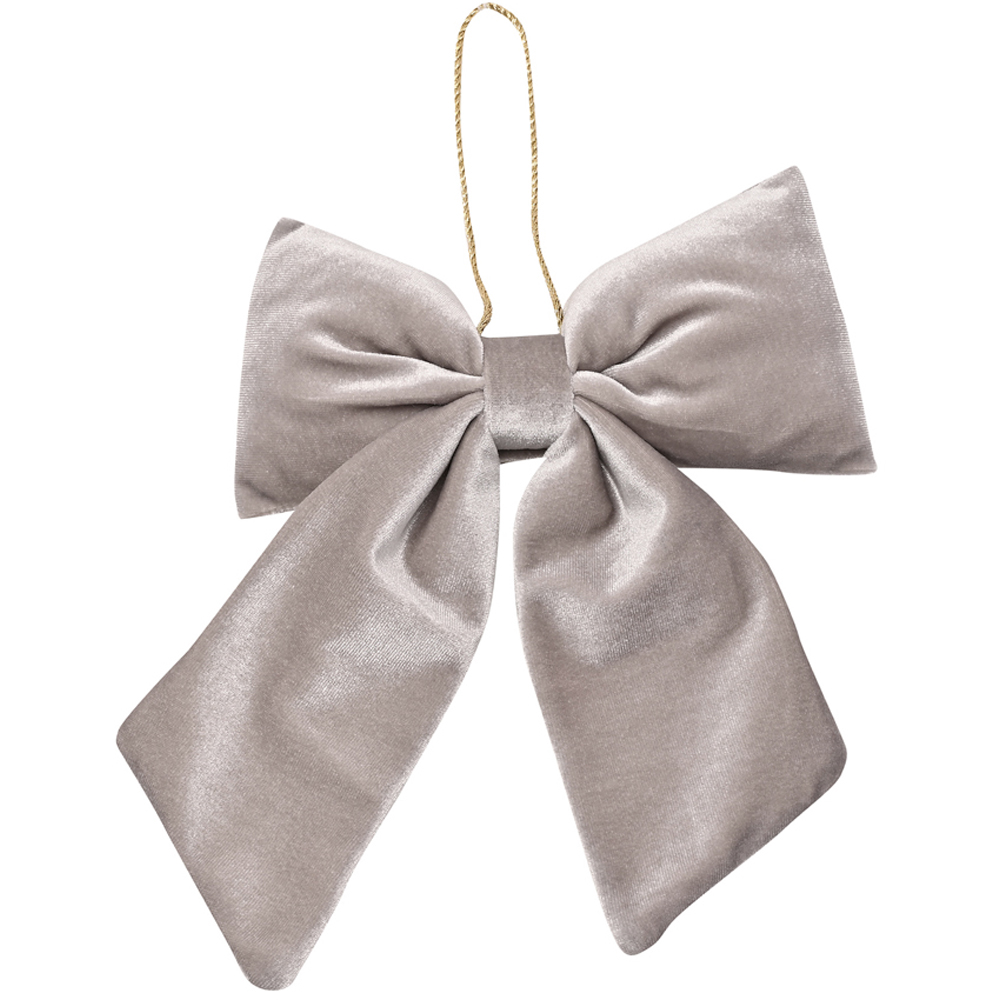 The Seasonal Gift Co. Silver Velvet Bow Hanging Christmas Decoration 26 x 32cm