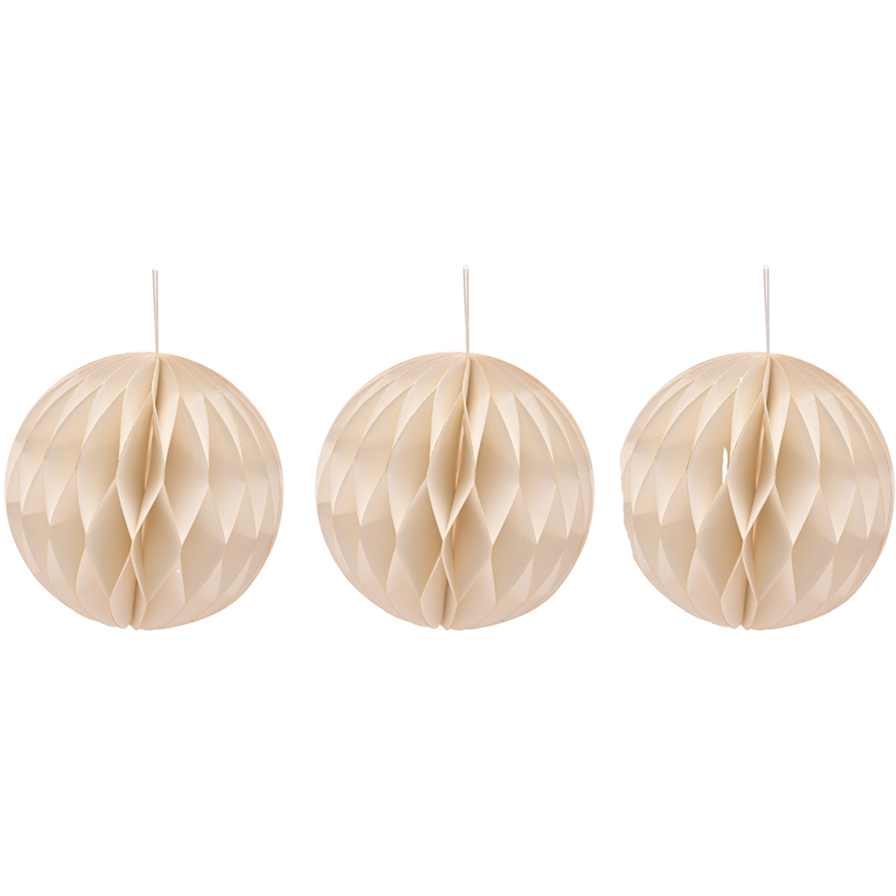 The Seasonal Gift Co. White Gold Edge Paper Bauble 3 Pack