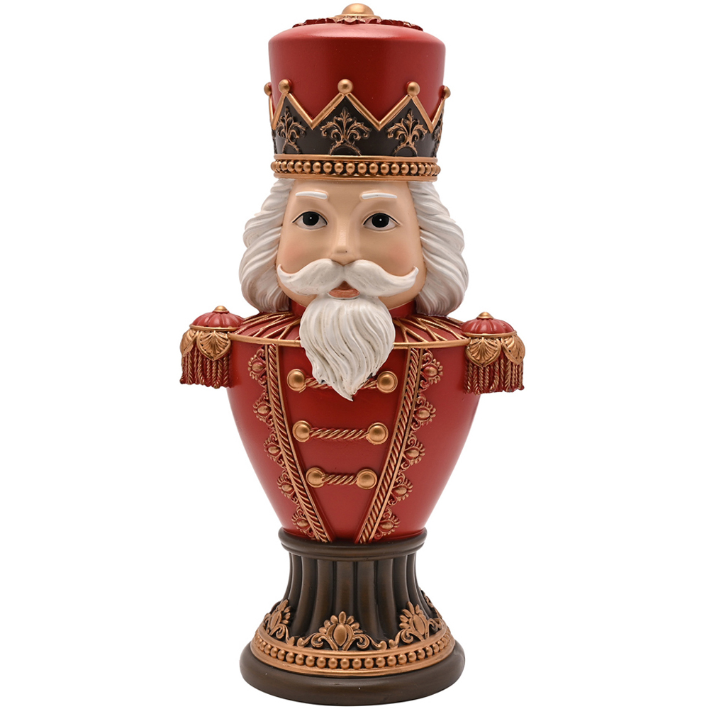 The Seasonal Gift Co Regal Tidings Red and Gold Nutcracker Bust Decoration 30cm