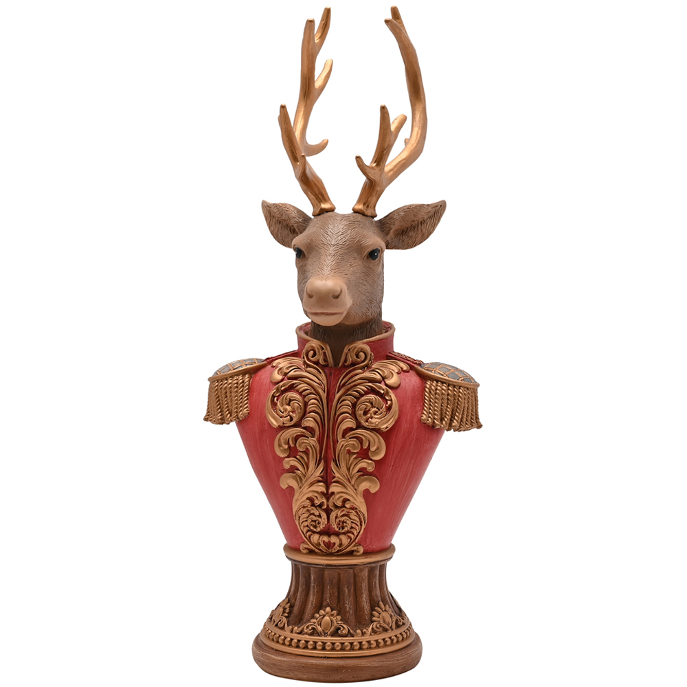 The Seasonal Gift Co Regal Tidings Red and Gold Reindeer Bust Decoration 30cm