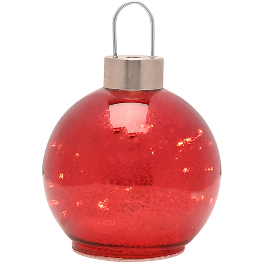 The Seasonal Gift Co Red Mercury Glass LED Fairy Light Bauble 13cm