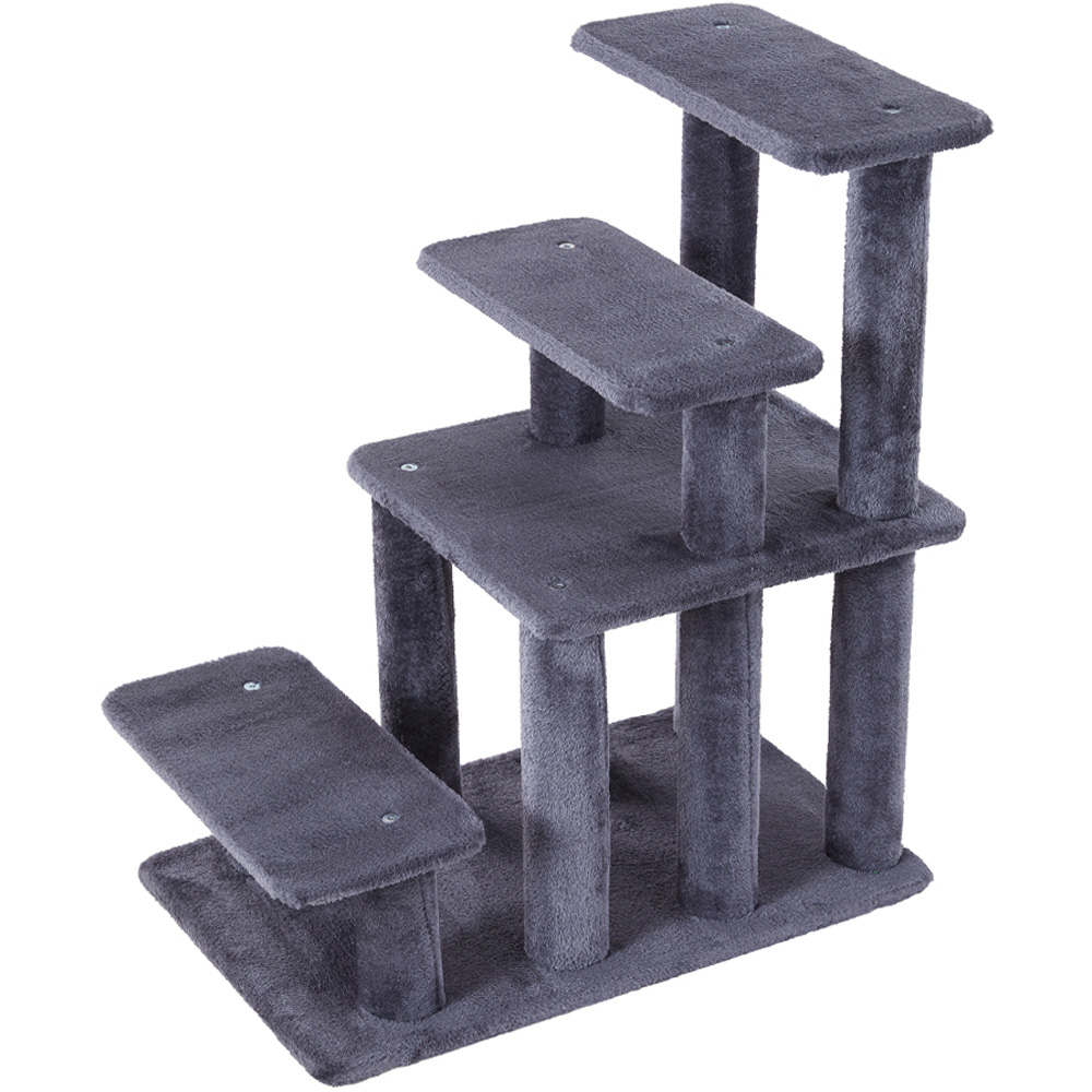 H&O Direct 2 in 1 4 Step Grey Pet Stairs Cat Tree