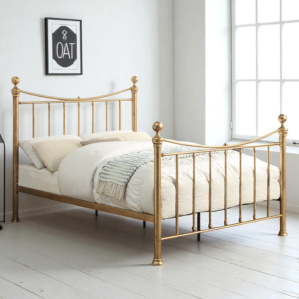 OAT Home Hampstead King Size Metal Bed - Antique Brass