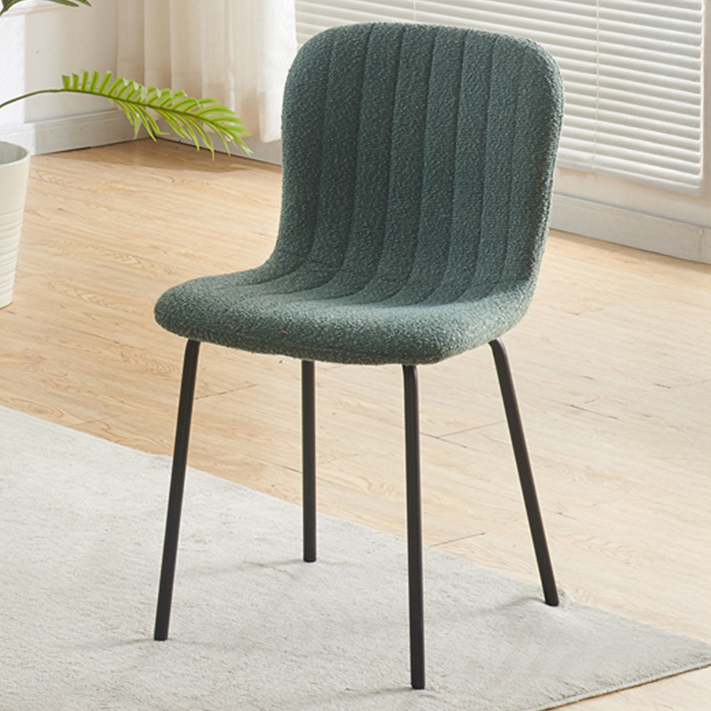 Bella Set of 4 Green Teddy Faux Fur Stitched Design Dining Chairs