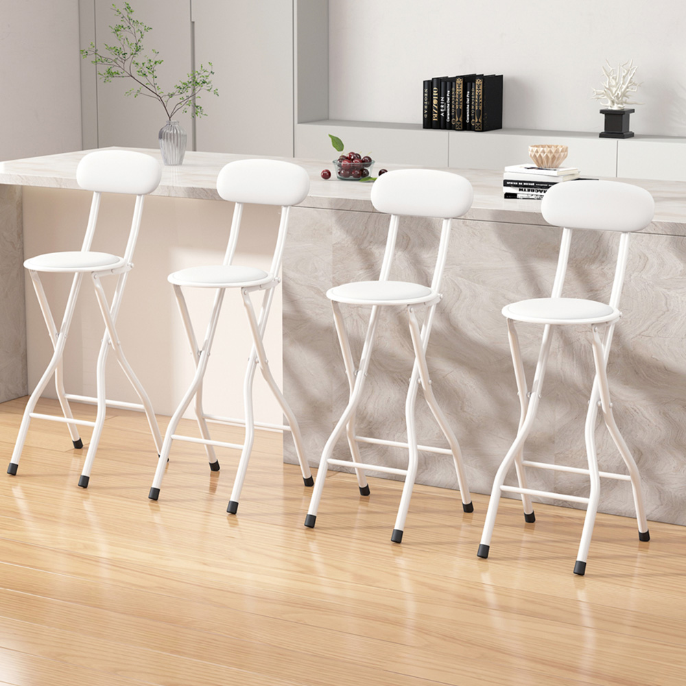 White Padded Folding Bar Stool Set of 4
