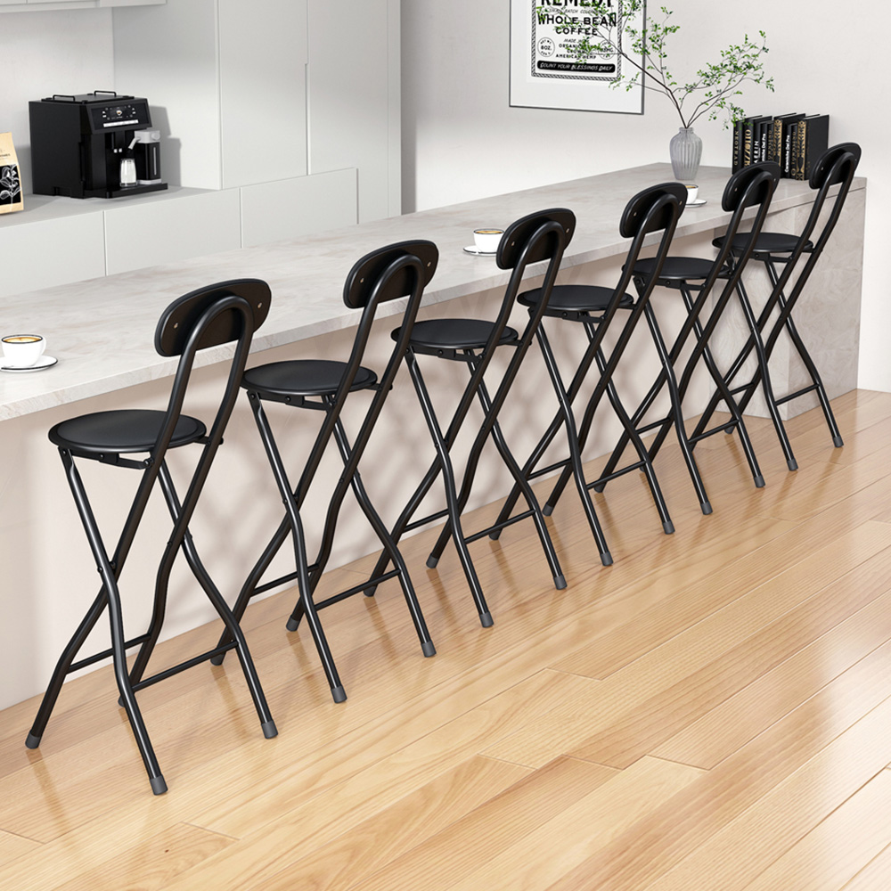 Black Padded Folding Bar Stool Set of 6
