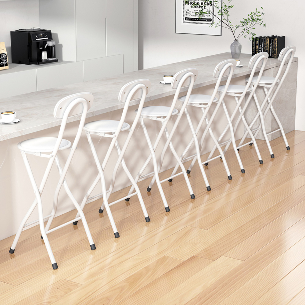 White Padded Folding Bar Stool Set of 6