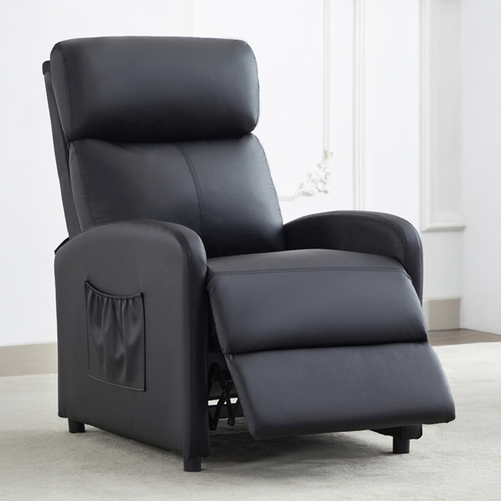 Faux Leather Black Recliner Pushback Adjustable Arm chair