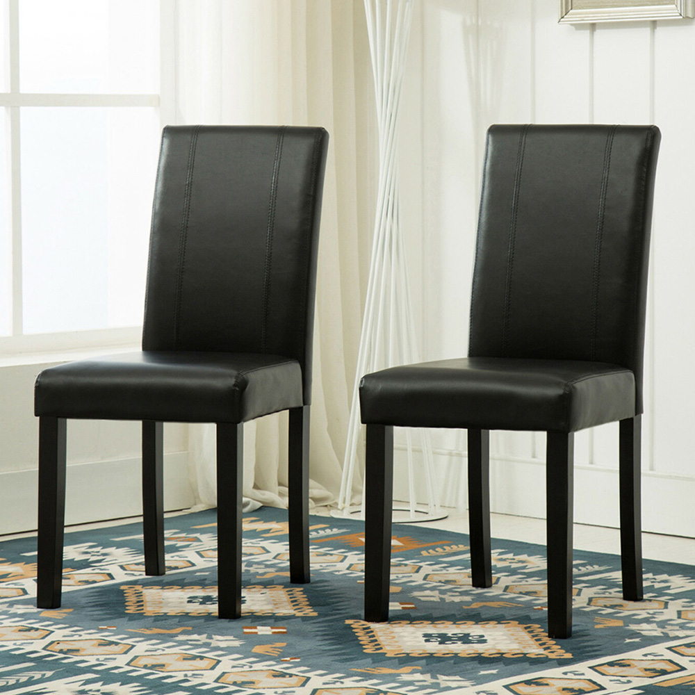 Set of 2 Black Faux Leather Dining Chair