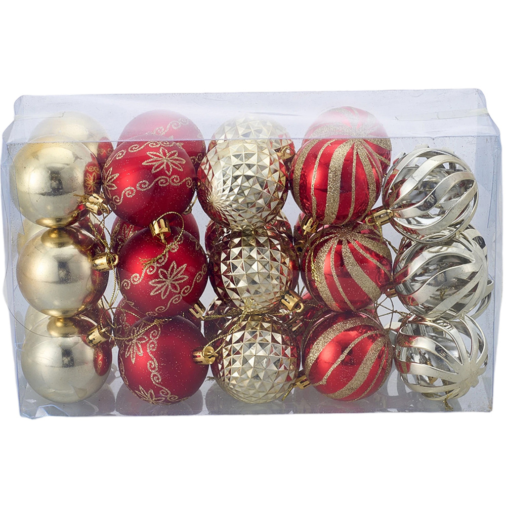 Living and Home Red and Gold Christmas Tree Decoration Ornaments 30 Pack