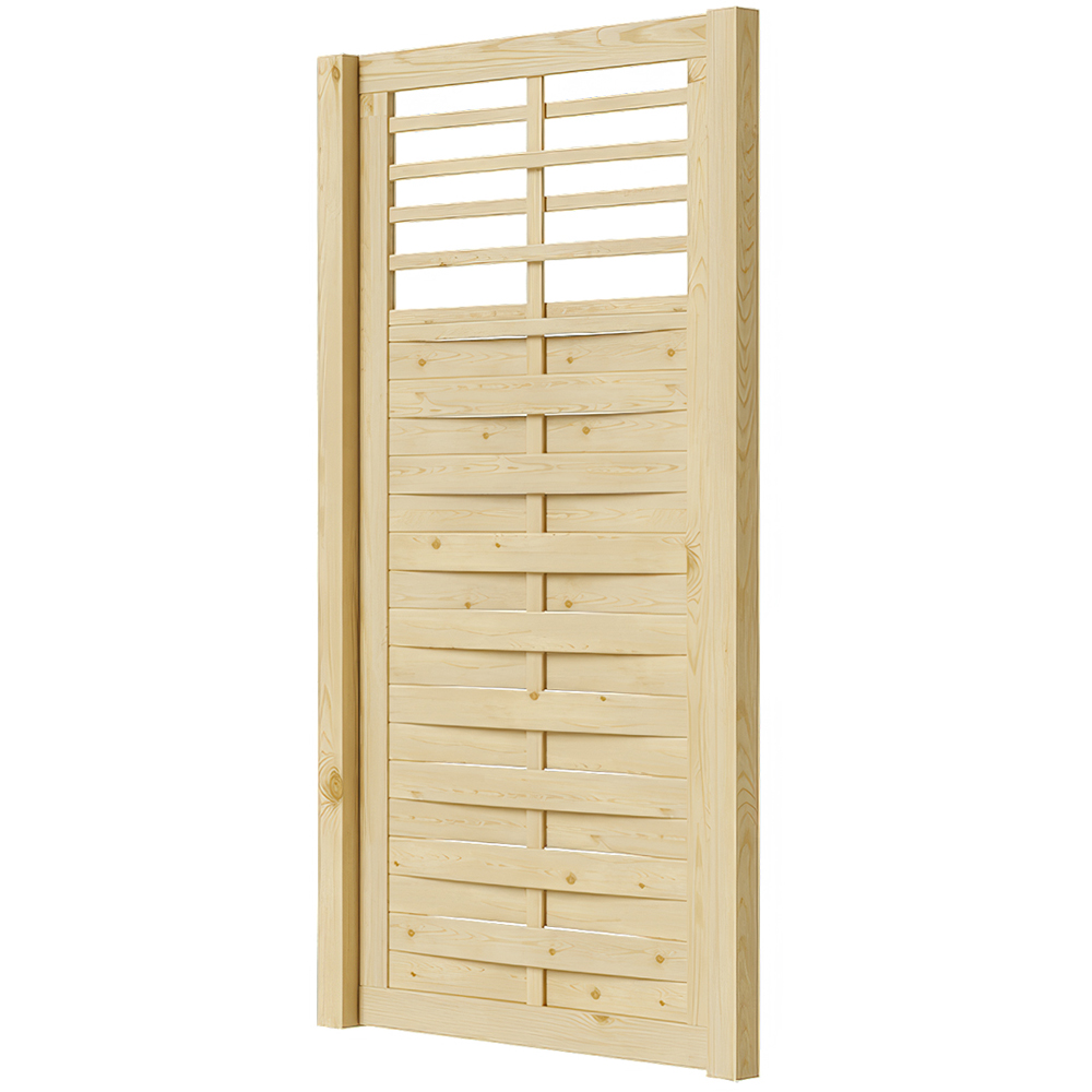 Living and Home Wooden Garden Hollow-Out Top Gate with Door Latch 70.8 x 35.4 inch