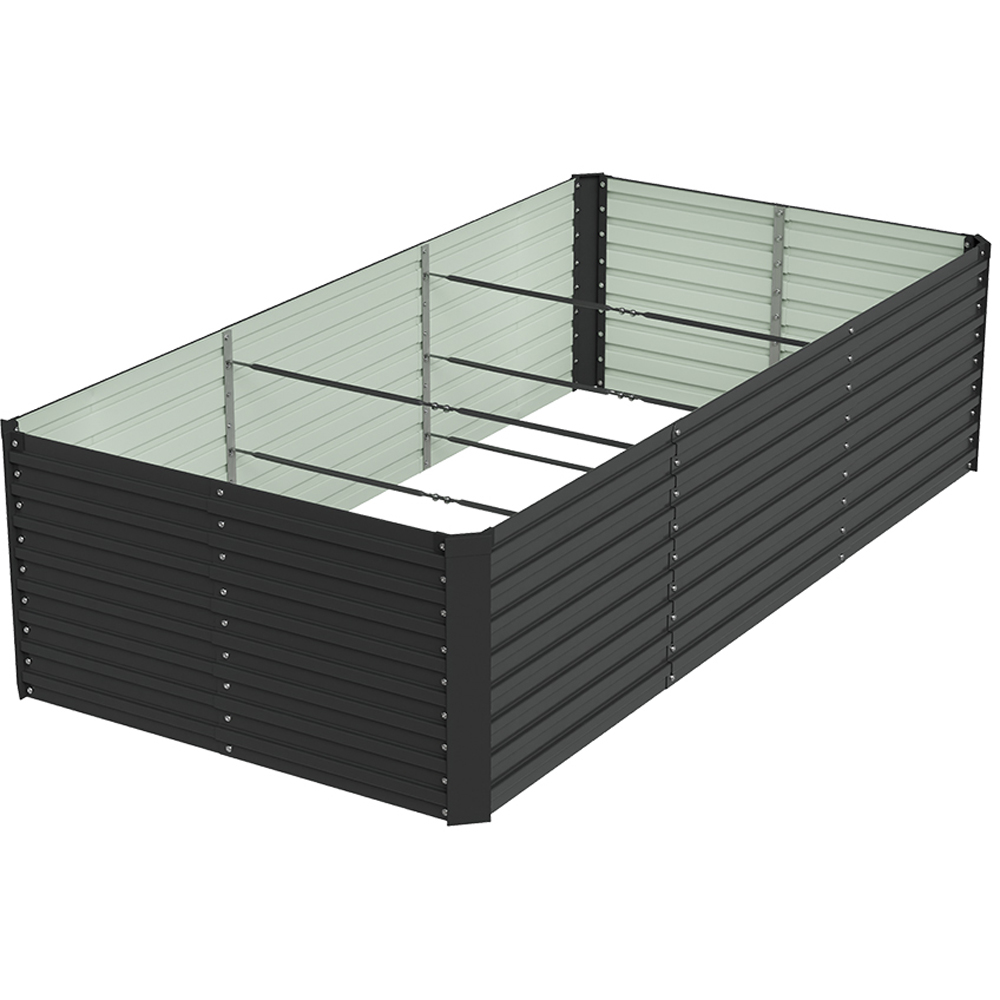 Living and Home Black Large Rectangular Galvanised Steel Raised Garden Bed 240 x 120cm