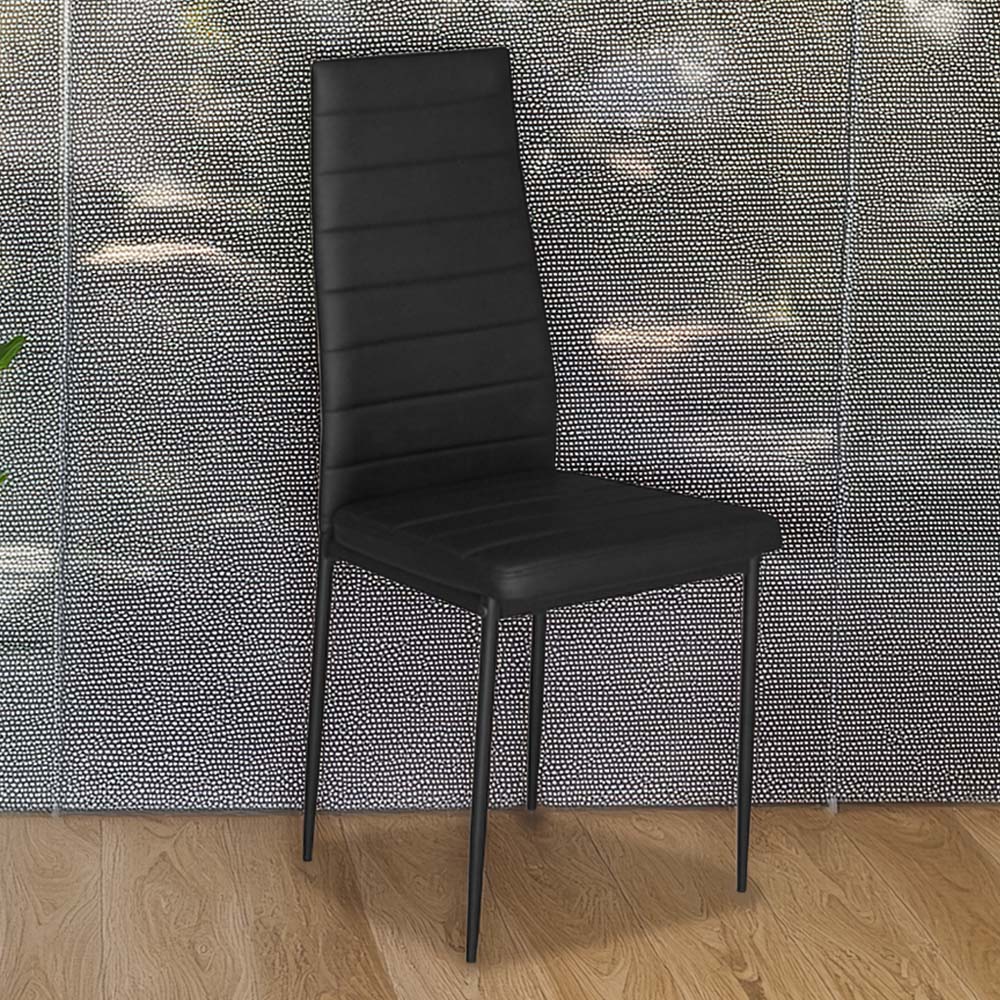 Living and Home Set of 6 Black Faux Leather Armless High Back Dining Chairs