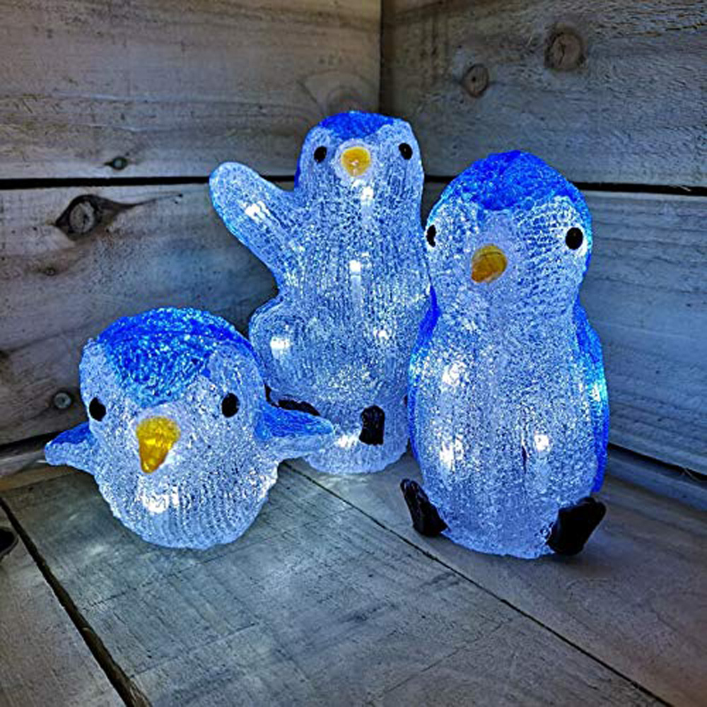 Samuel Alexander 30 Ice White LED Acrylic Penguins Christmas Decoration Set of 3