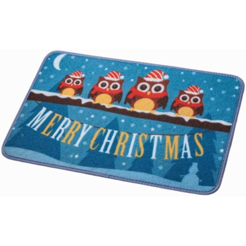 Samuel Alexander Festive Owls Fabric Christmas Door Mat 40 x 60cm