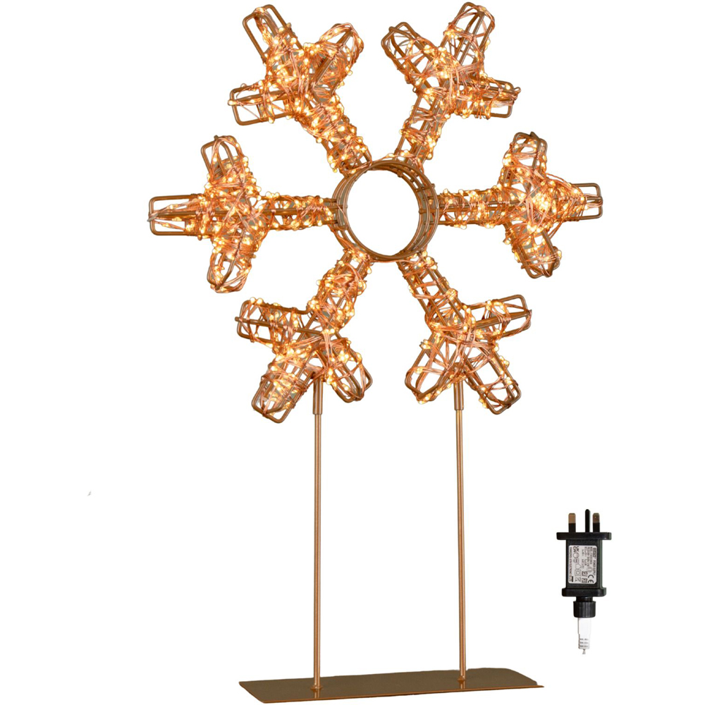 Samuel Alexander 720 Warm White LED Rose Gold Light Up Christmas Snowflake on Metal Stand 45cm