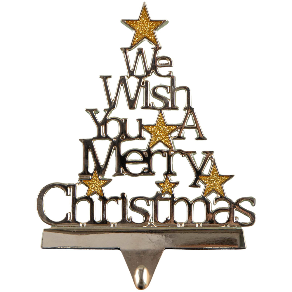 Samuel Alexander Silver We Wish You a Merry Christmas Stocking Hanger 22cm