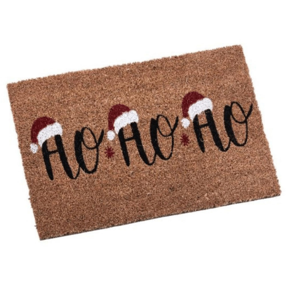 Samuel Alexander Christmas Ho Ho Ho with Santa Hats Coir Door Mat 40 x 60cm