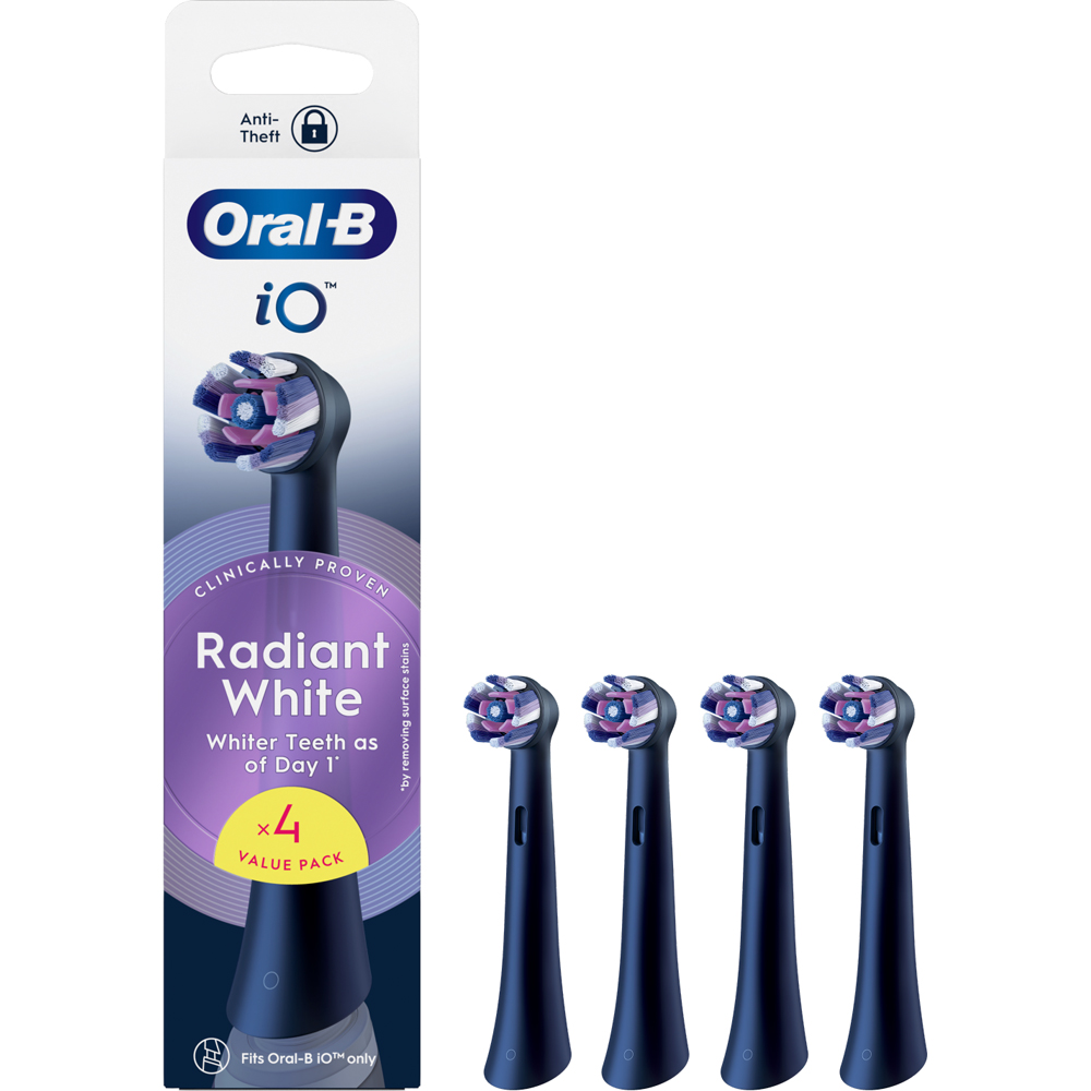 Oral-B iO Radiant White and Black Toothbrush Refill Head 4 Pack
