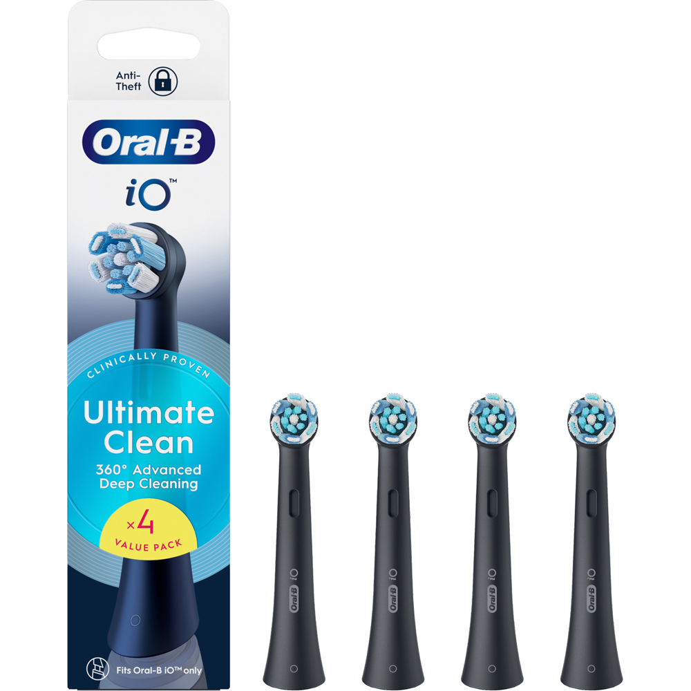 Oral-B iO Ultimate Clean Black Toothbrush Refill Head 4 Pack