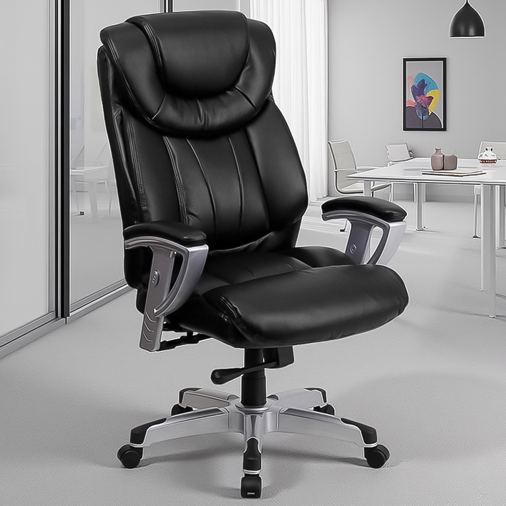 FWStyle Black Faux Leather High Back Executive Office Chair