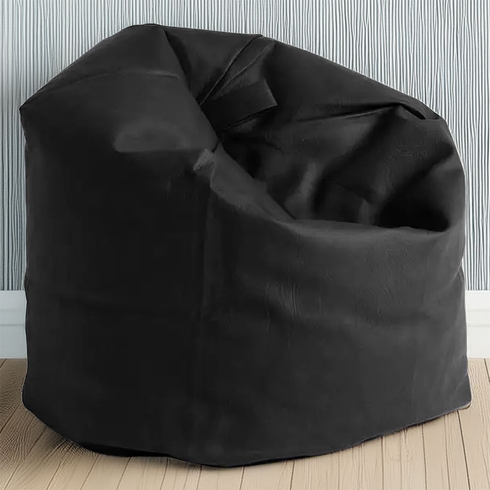 Kaikoo Black Faux Leather Beanbag