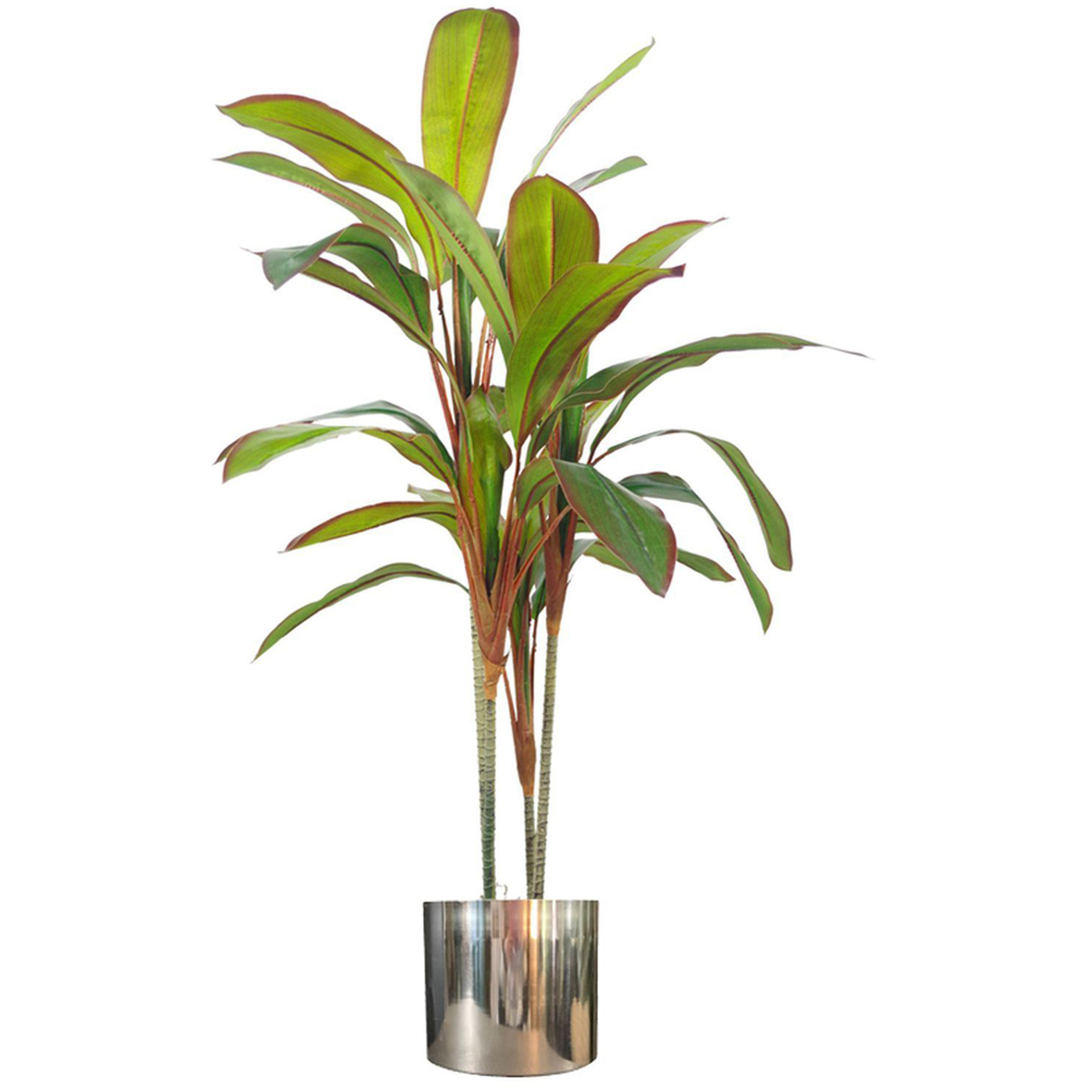 Botanik Dracaena Palm Artificial Tree 3.3ft Silver Metal Planter