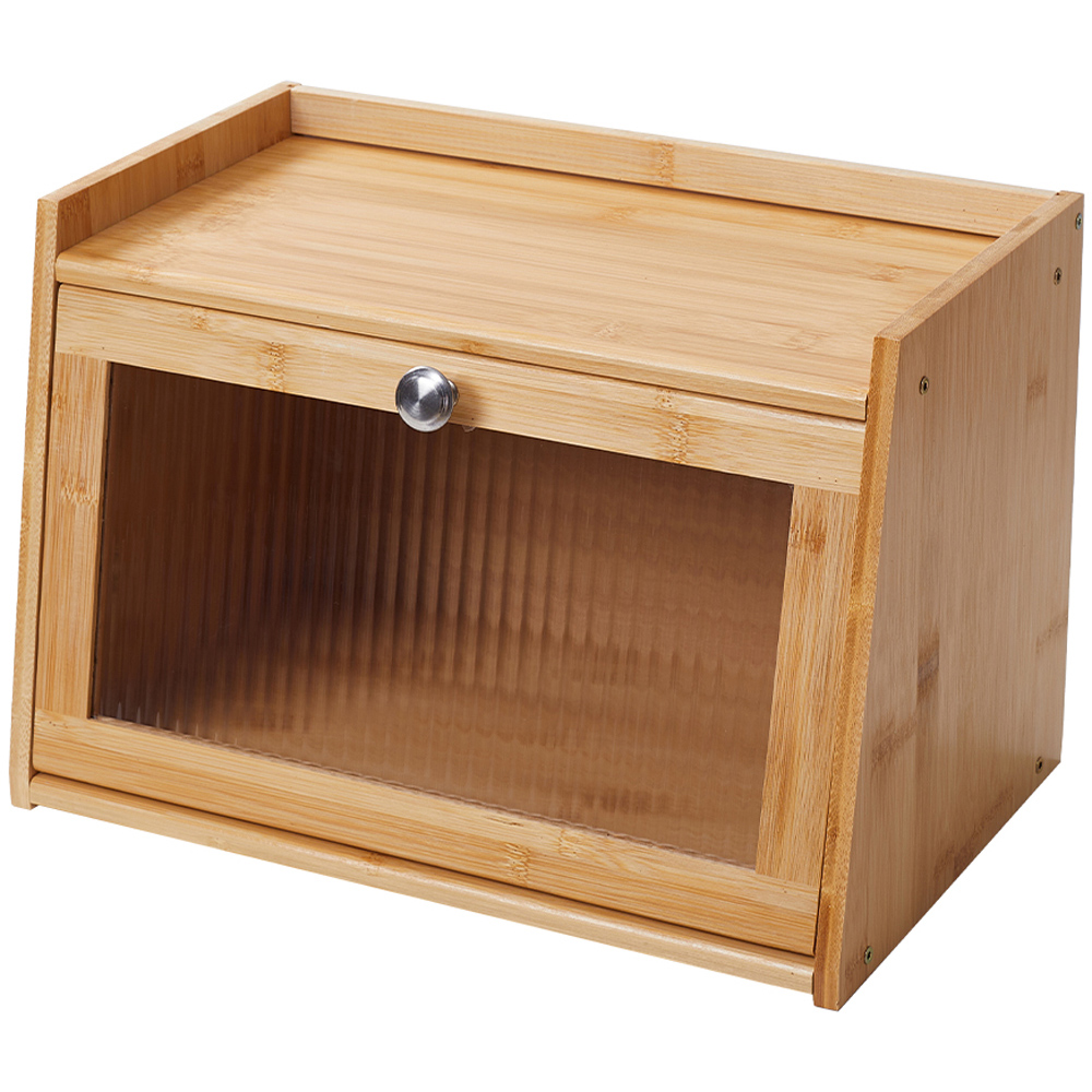 Living and Home Single Door Single Shelf Natural Bamboo Bread Storage Cabinet