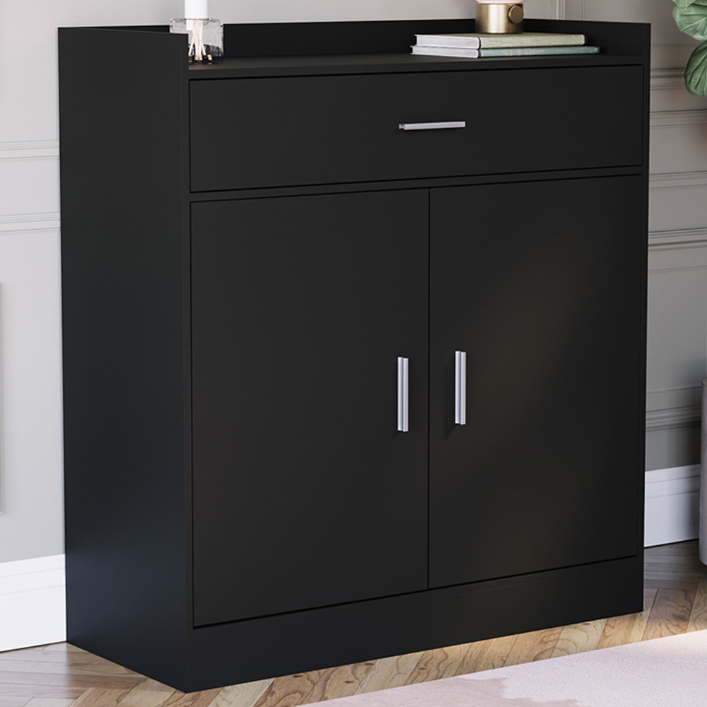 VIDA DESIGNS Dalby 2 Door Single Drawer Black Shoe Cabinet
