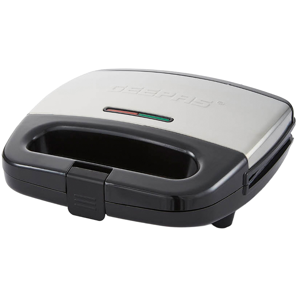 Geepas Panini GGM6001 Black and Silver 2 Sice Sandwich Toaster 750W