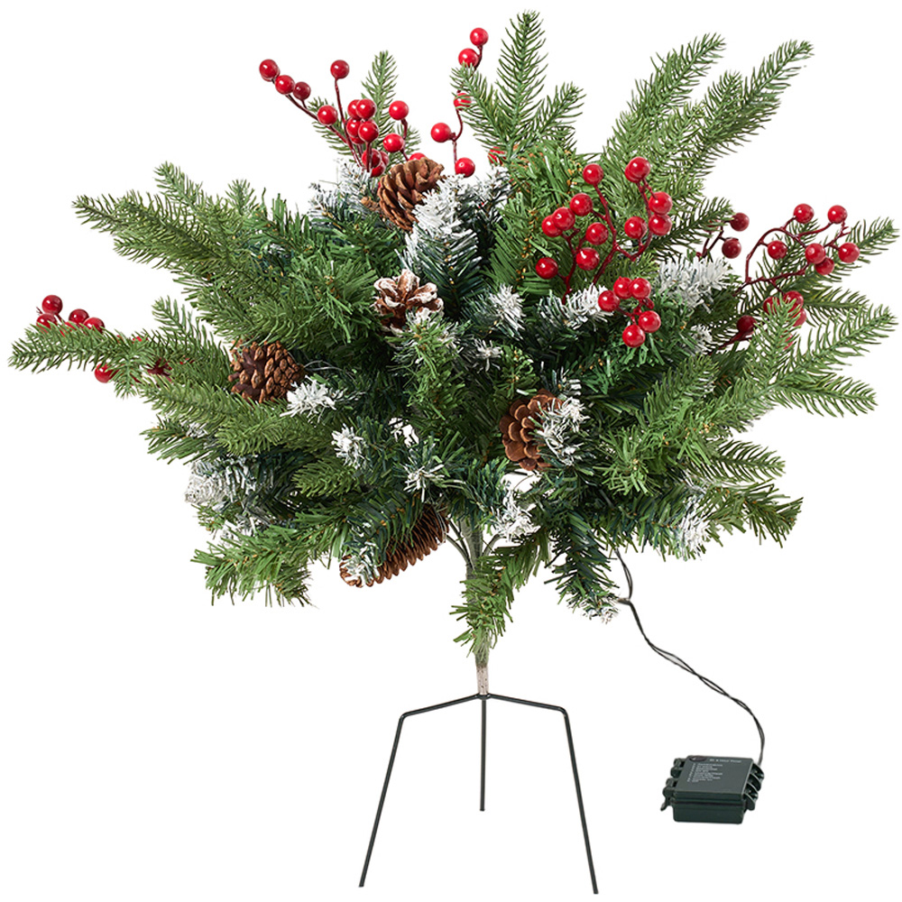 Living and Home Pre-Lit Artificial Christmas Tree with Berries and Pinecones 52.5cm