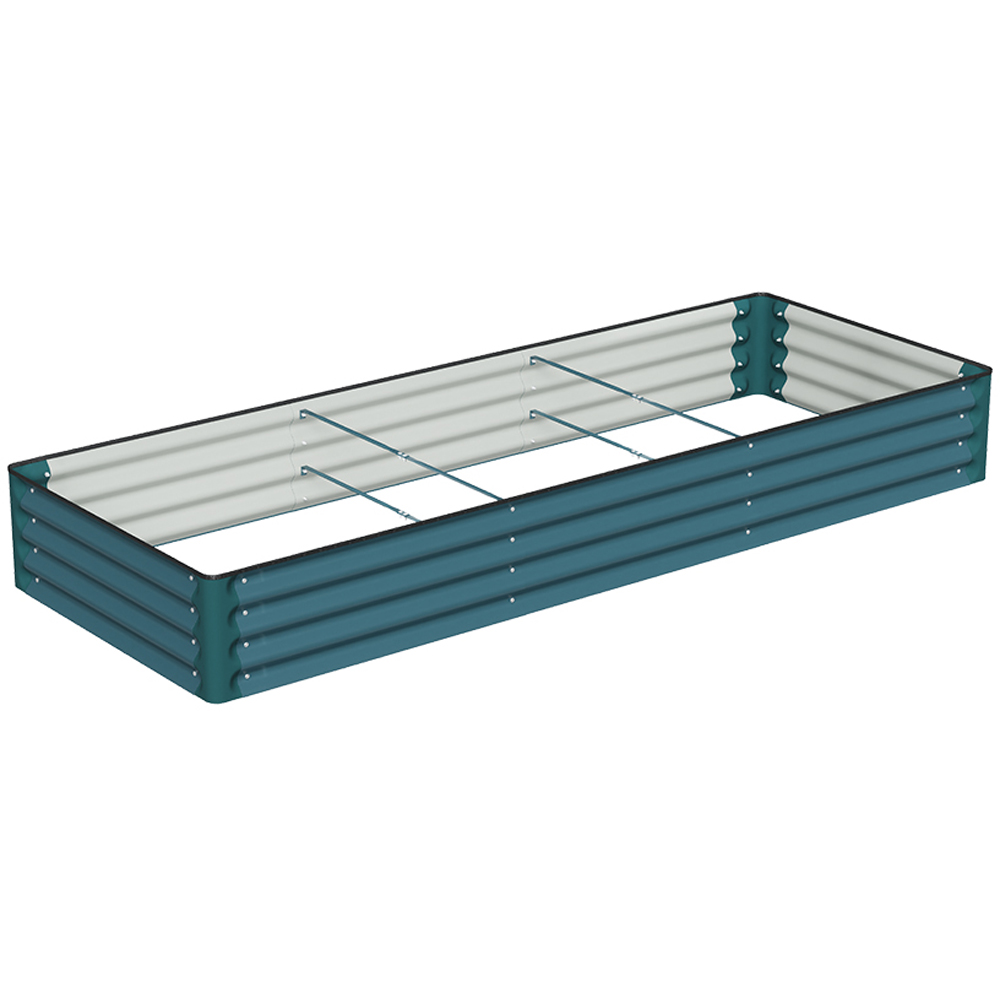 Living and Home Green Rectangular Galvanised Steel Raised Garden Bed 240 x 90cm